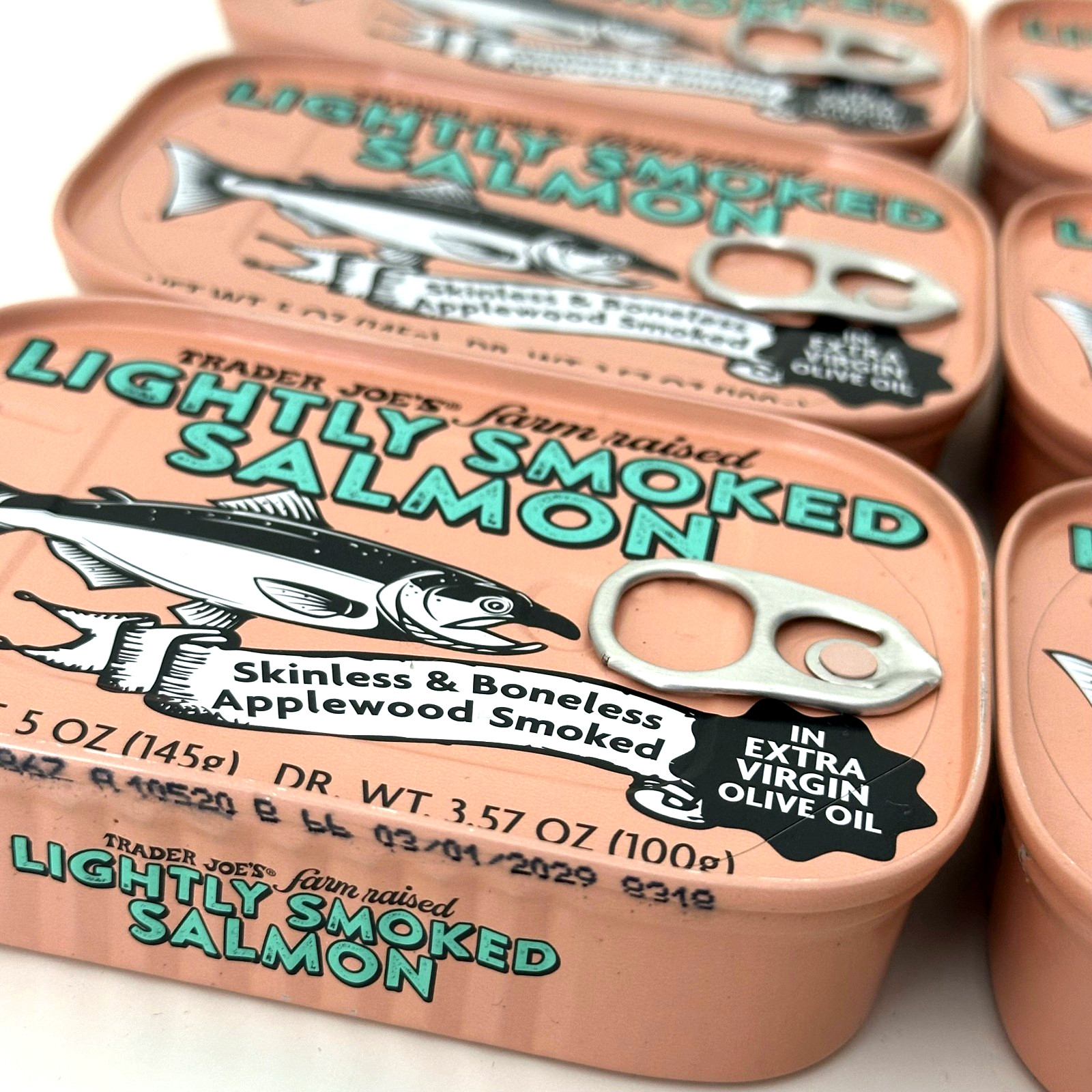8 Pack Trader Joe’s Light Smoked Salmon Skinless Boneless in Olive Oil 5 oz Each