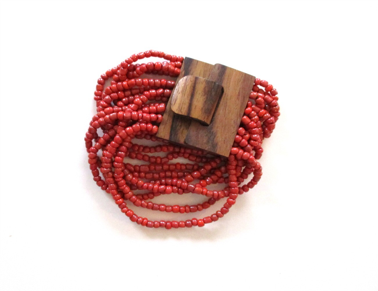 Made in Indonesia - Stretch Beaded Bracelet - Red - New