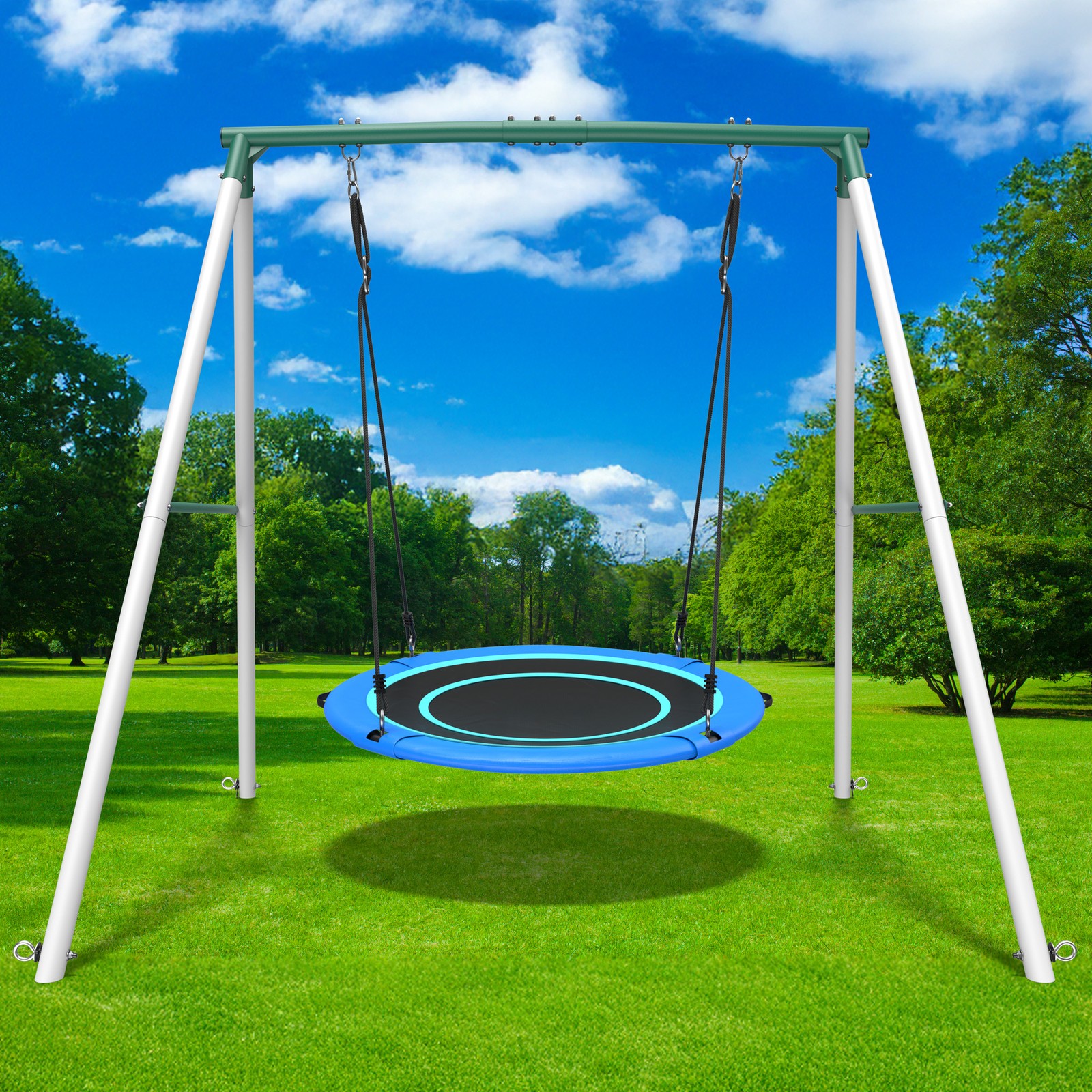 500lbs Heavy Duty Metal Swing Set with 50" Saucer Swing for Kids Outdoor Playset