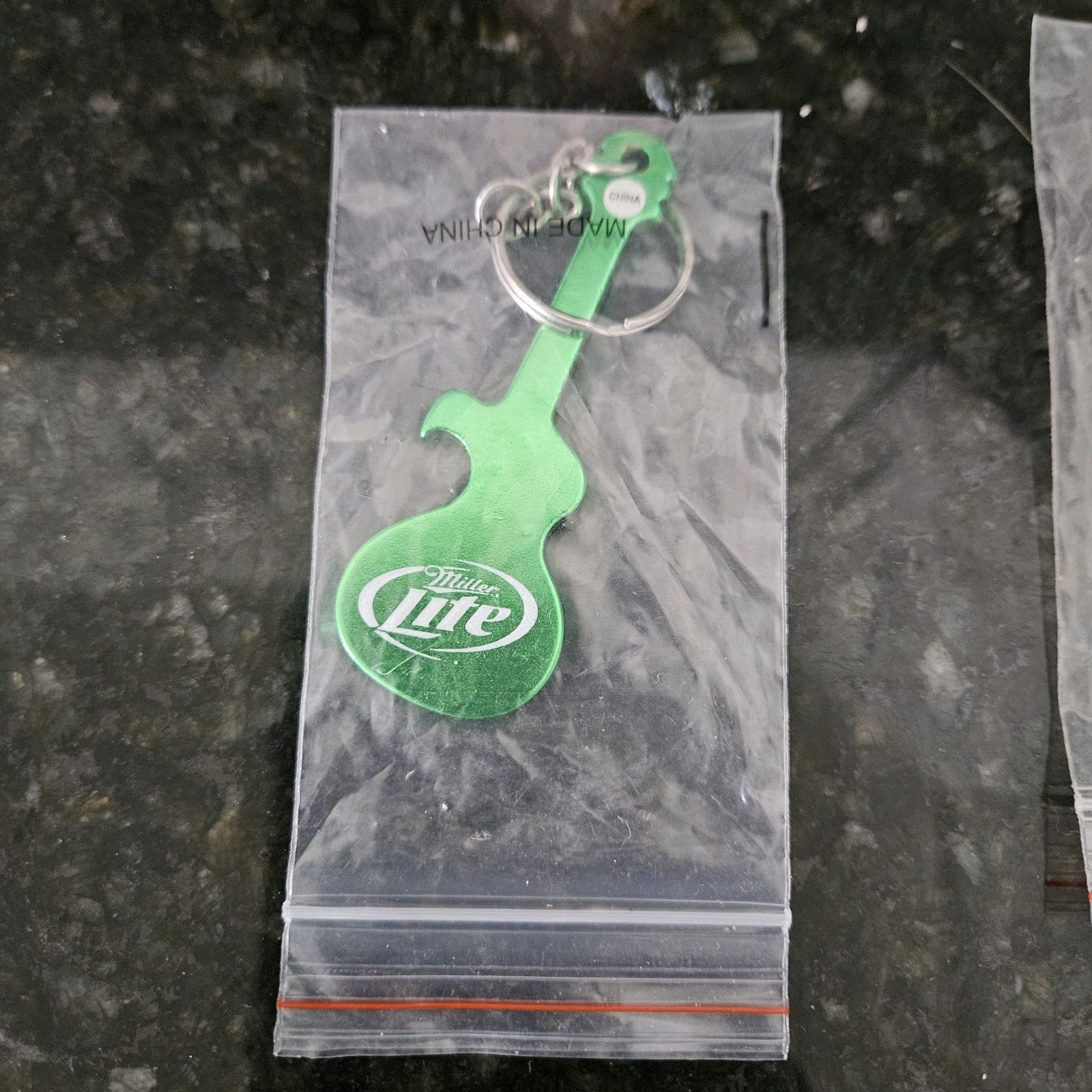 1 New Green Miller Lite Guitar Key Chain Bottle Opener NIP