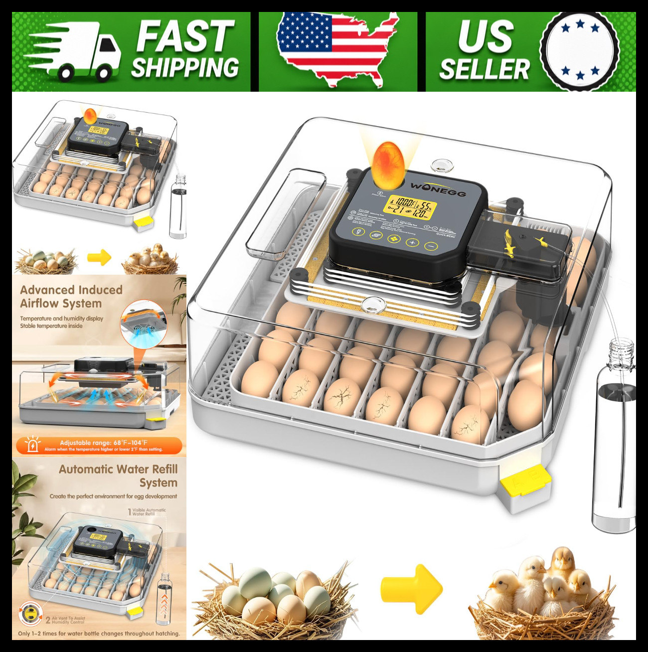 48 Egg Automatic Incubator for Chicken Duck Goose Quail Hatching