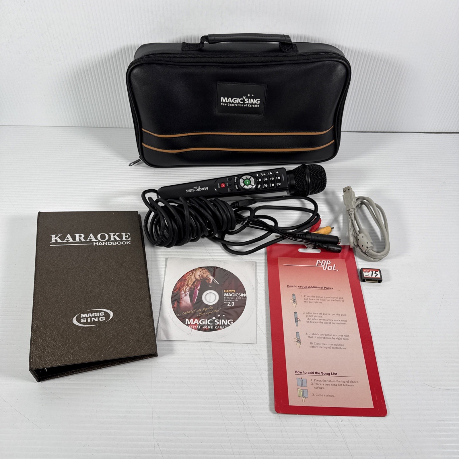 Magic Sing ET25K Karaoke Microphone w/ Bag, Cords & Manual - TESTED & WORKS!