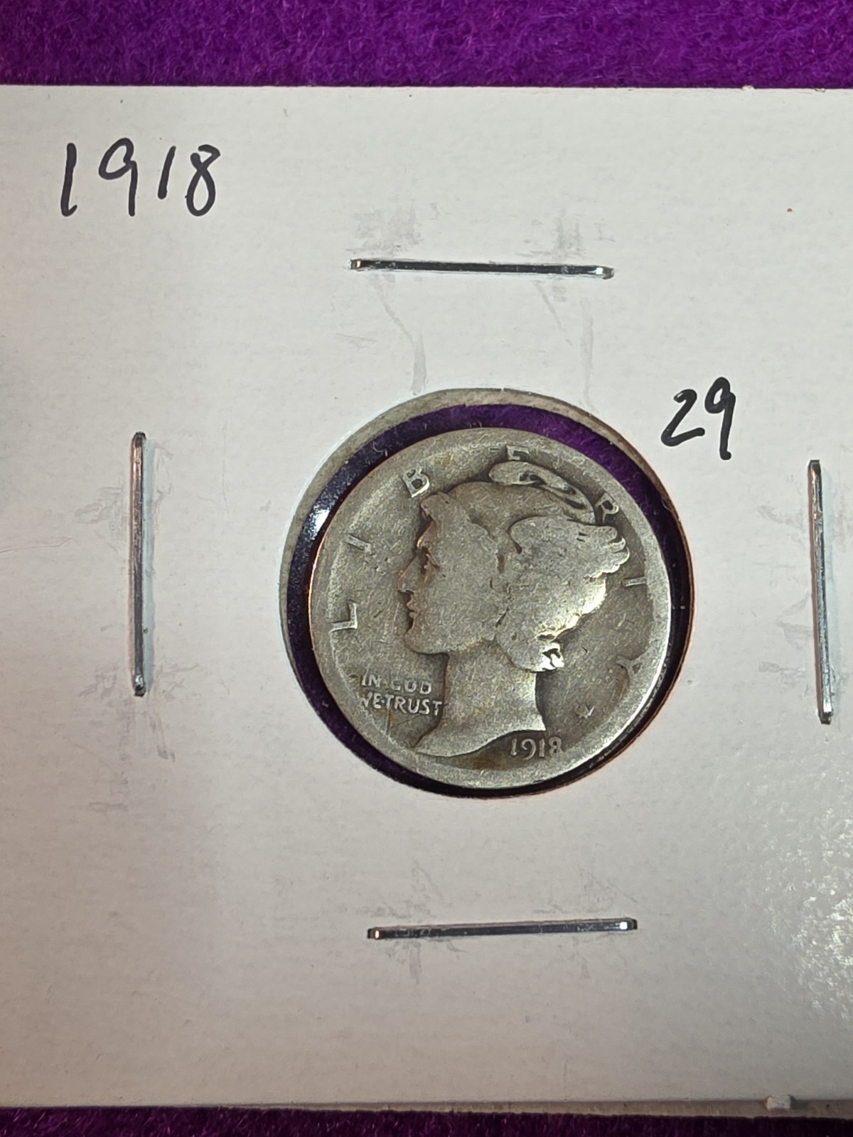 1918-P Mercury Silver Dime - 90% SILVER -
