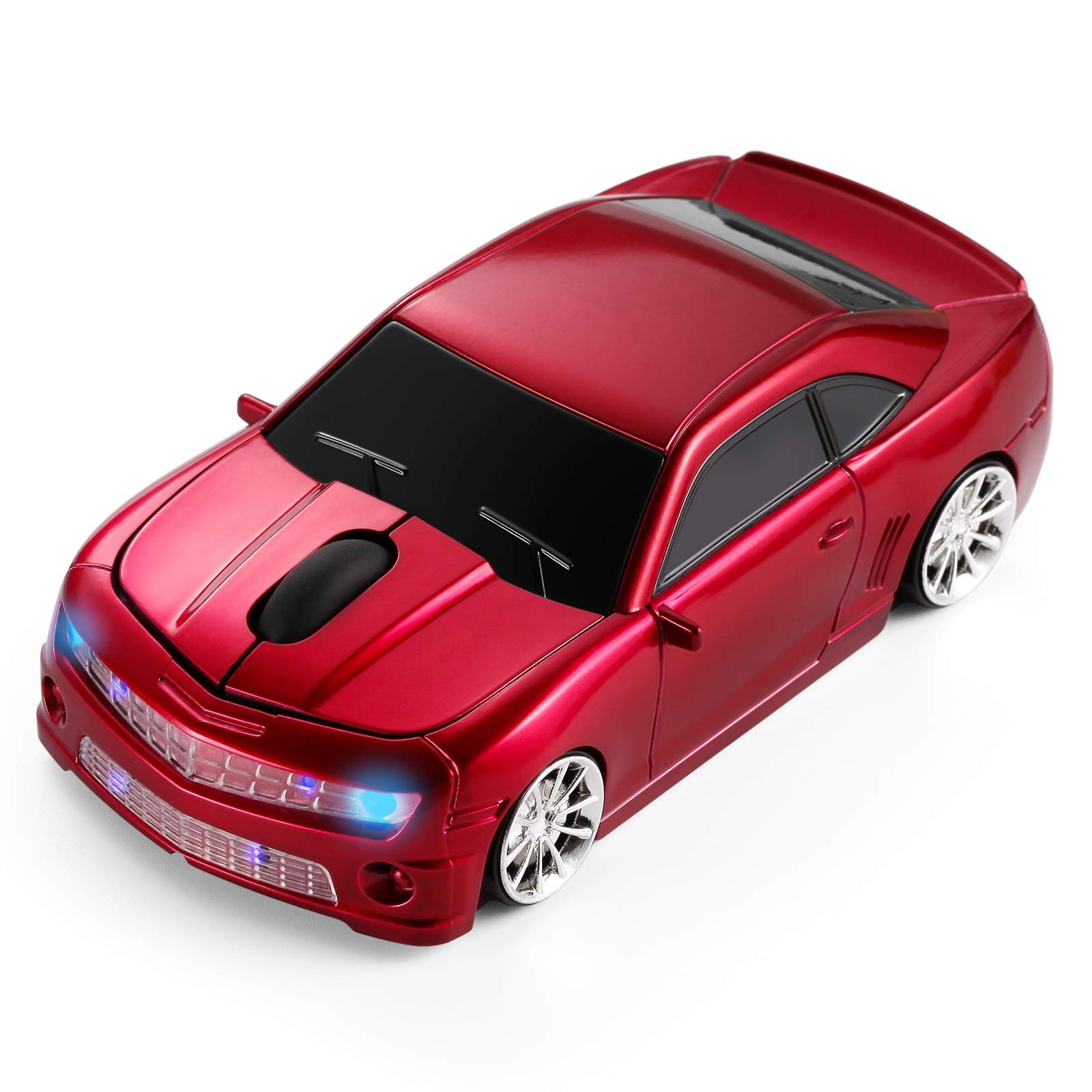 Red Sports Car Shaped Wireless Mouse LED Headlights 1600 DPI Mac Computer