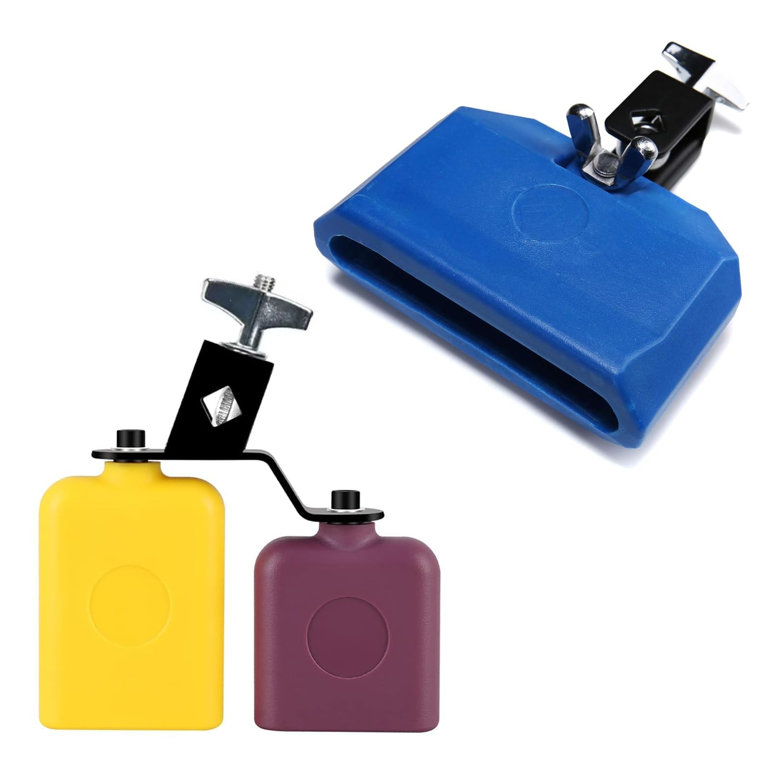 Jam Block Set, Plastic Cow Bell Double Sambago Bell And Musical Percussion Bl...