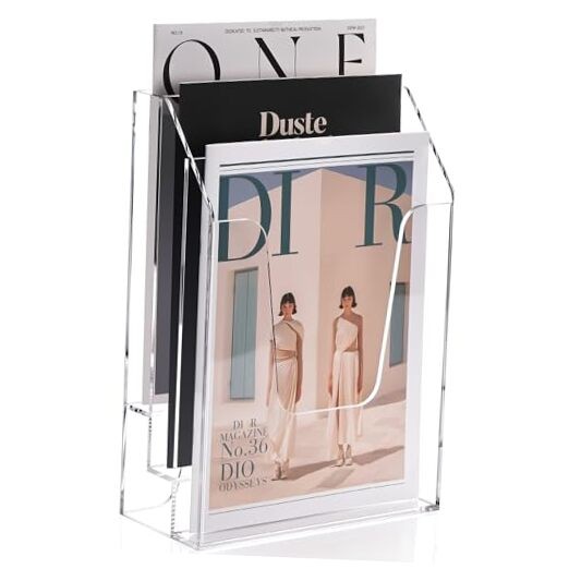 Crystal-Clear Acrylic File Organizer, 3-Tier Vertical Desk 3 Staggered