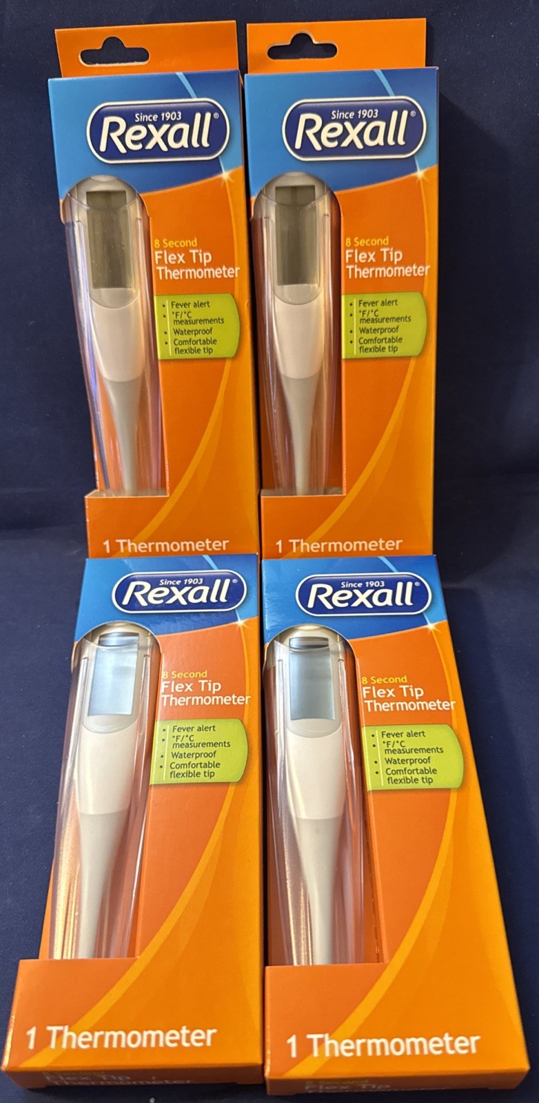 Lot Of 4- Rexall Thermometer Digital -8 Seconds Reading - Waterproof Flex Tip