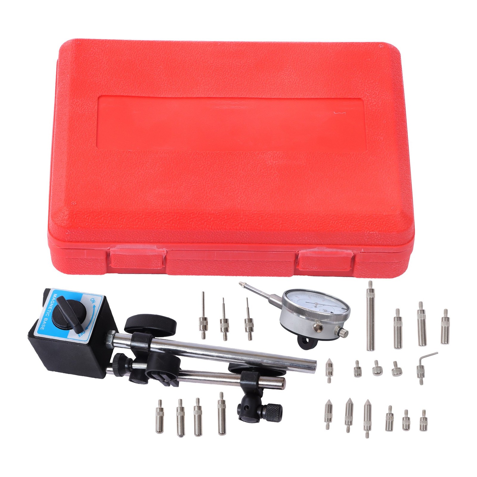 Magnetic Base Indicator Holder + 1" Indicator + Indicator Points 22pcs NEW