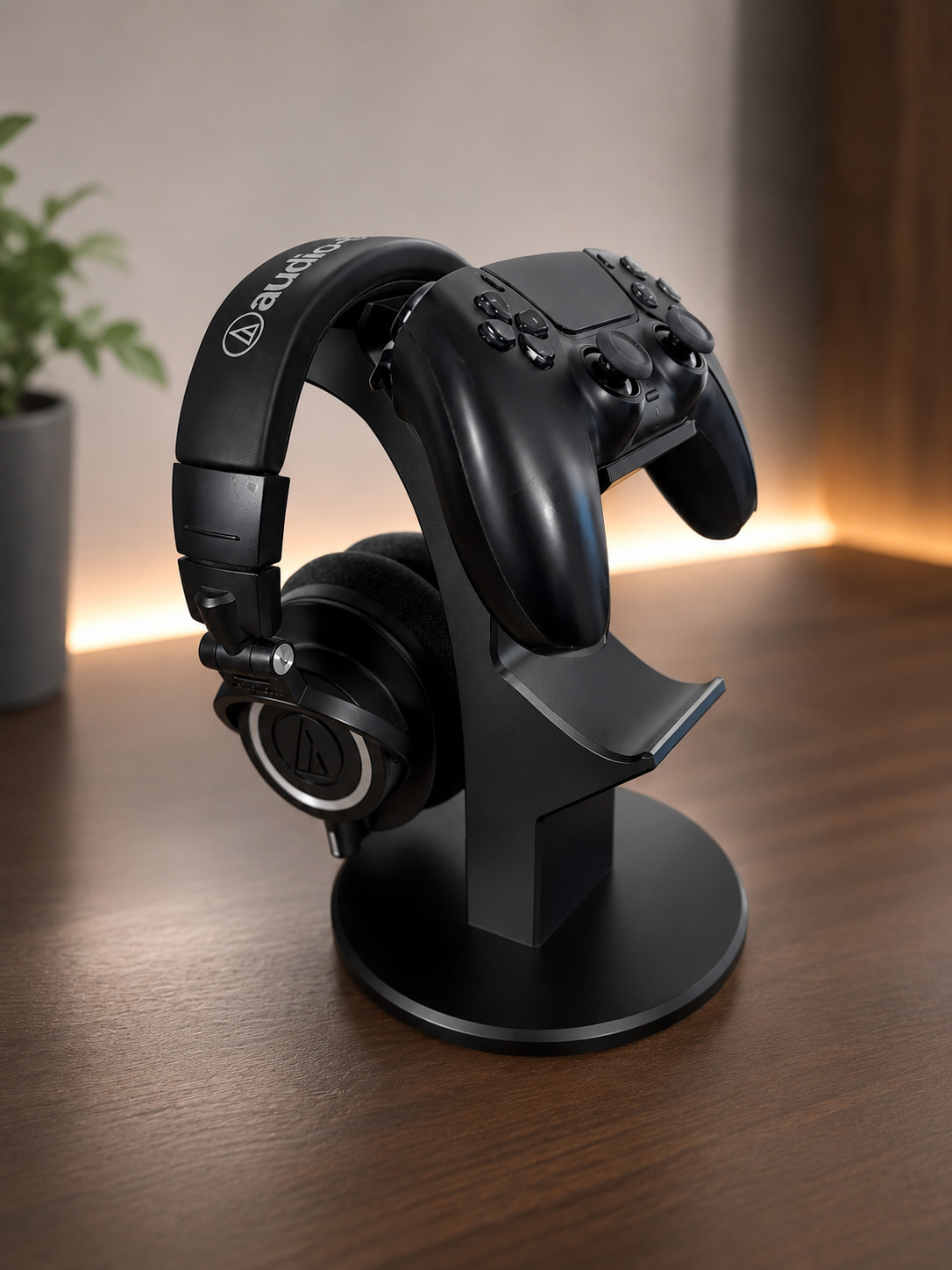 Controller Stand for PS5 & Xbox Controllers, Dual Gamepad and Headset Holder, Ga