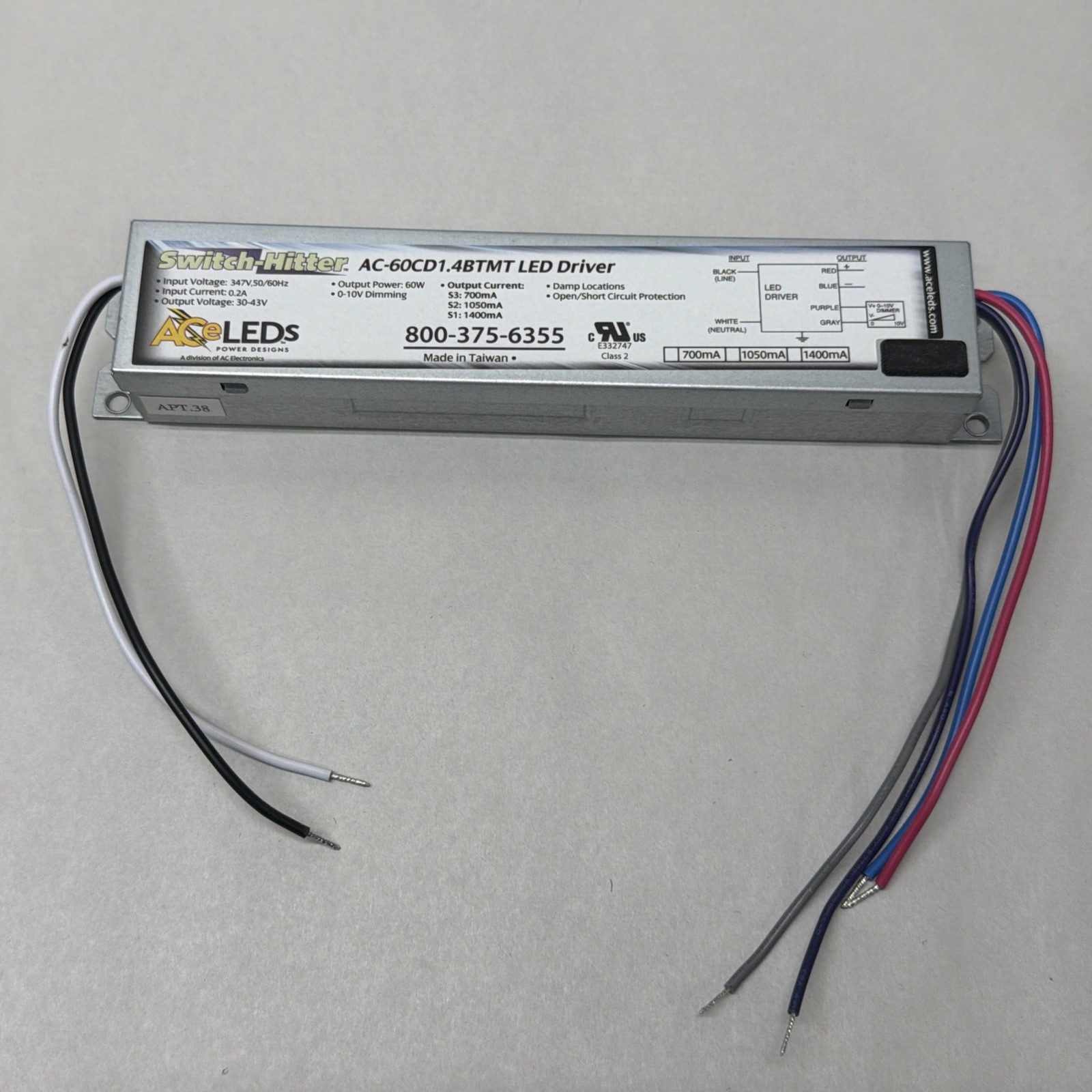 Switch-Hitter LED Driver AC Electronics AC-60CD1.4BTMT LED BALLAST 60W OUTPUT