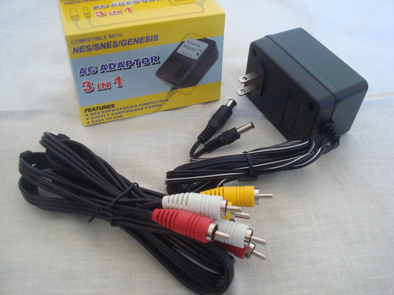 NES Nintendo System Hook-ups kit AC ADAPTER + AV CABLE Brand New Set GUARANTEE
