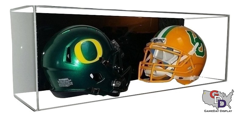 ACRYLIC WALL MOUNT FOOTBALL Double Mini Helmet DISPLAY CASE UV HOLDER A