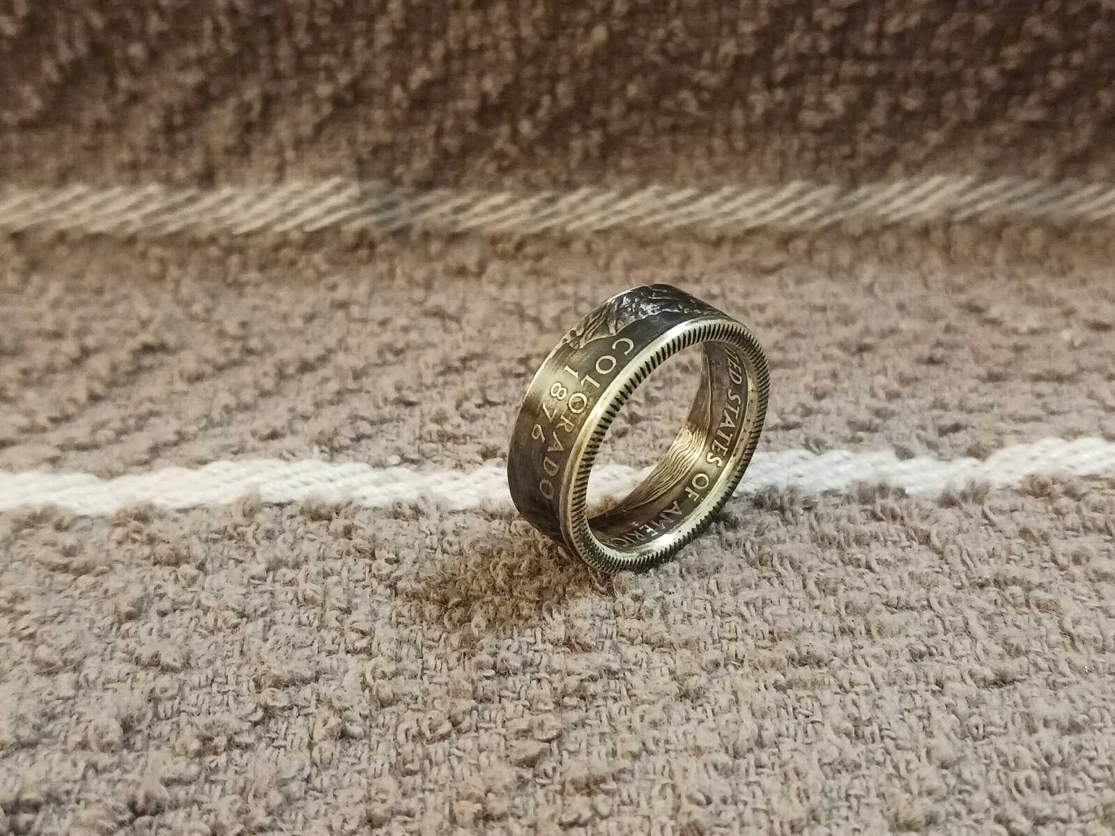 COLORADO  State 90% Silver  Washington Quarters coin ring  6 -1/2