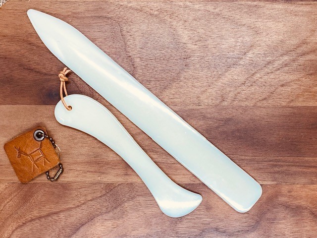 Resin bone folder and creaser tool for leather craft & bookbinding (set of 2)