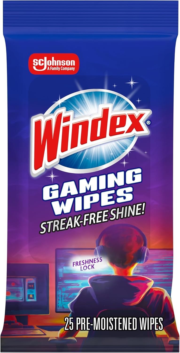 Windex Gaming Cleaning Wipes, Pre-Moistened Wipes to Instantly Clean