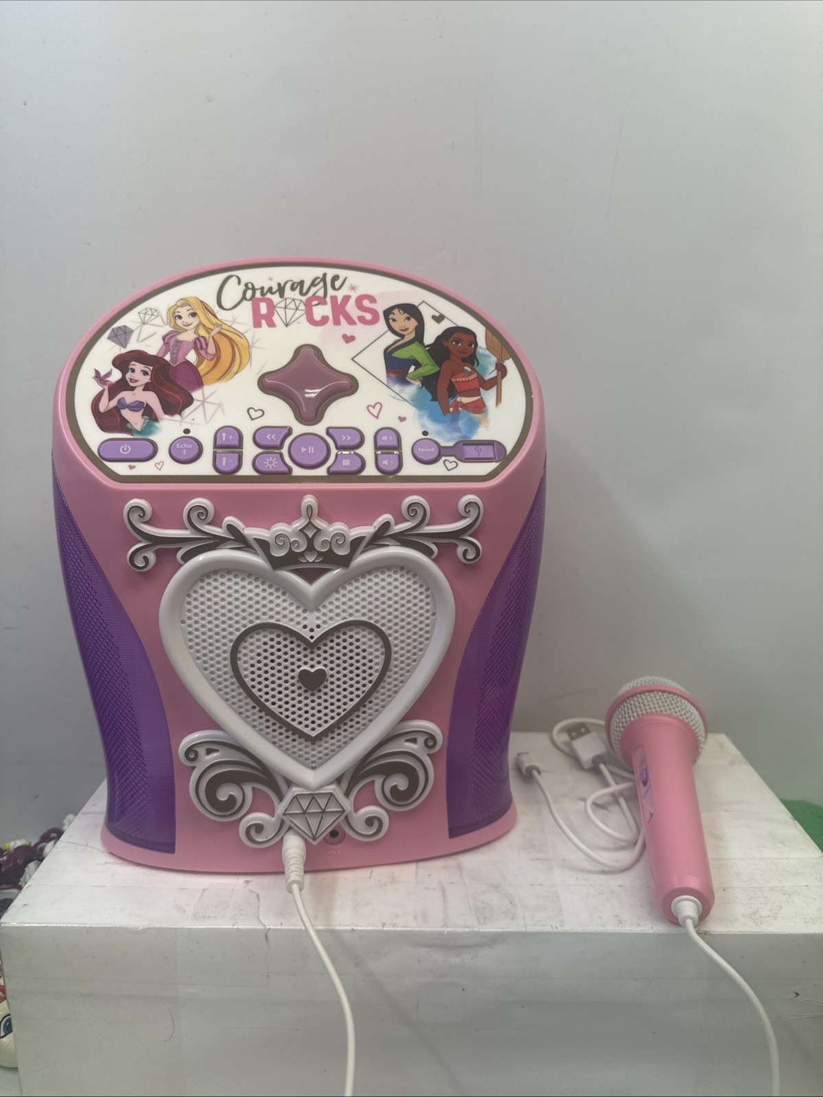 Disney Princess Courage Rocks Karaoke Mic Radio Ariel Moana Mulan Bluetooth