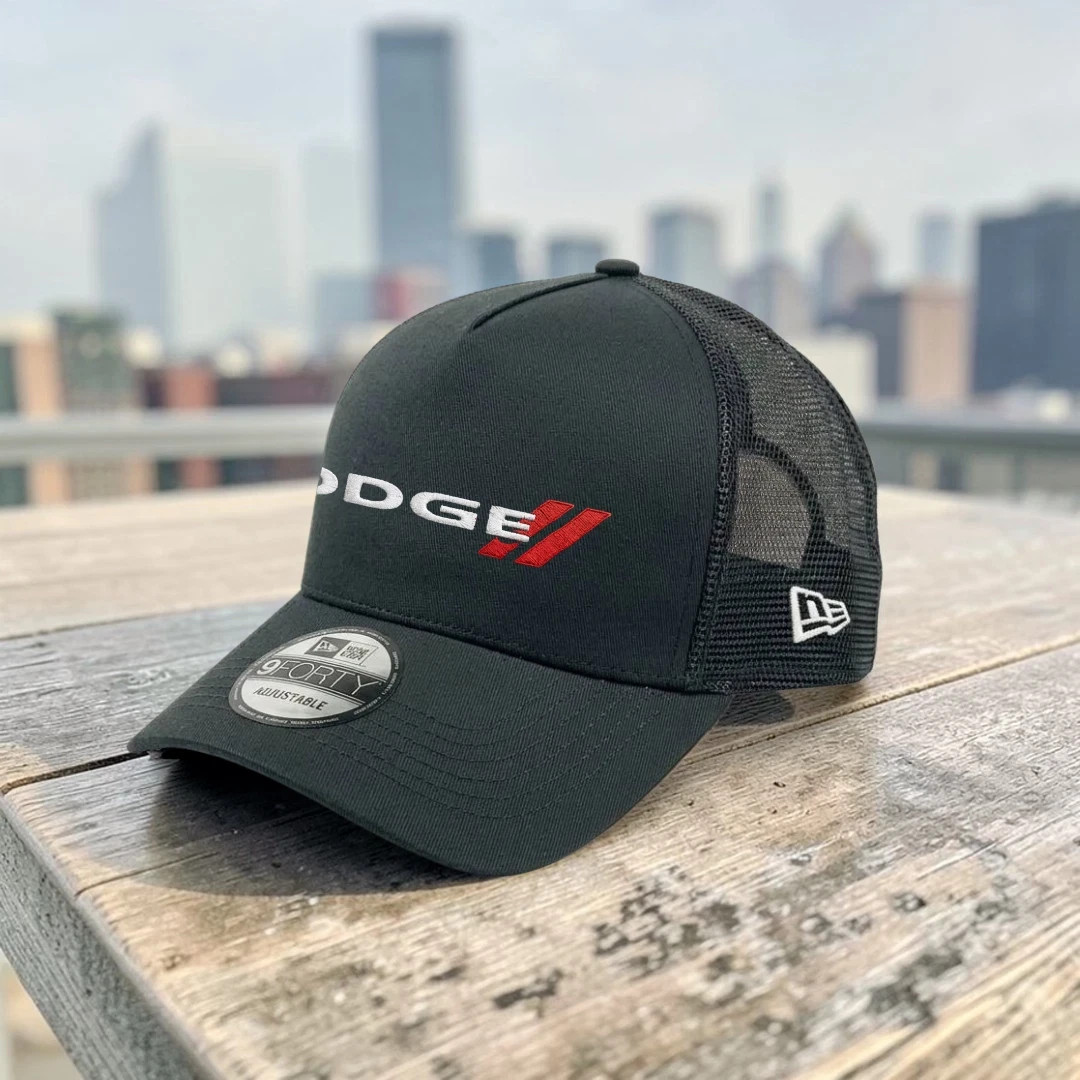 Dodge Embroidered Logo Trucker Hat Black Mesh Adjustable Cap