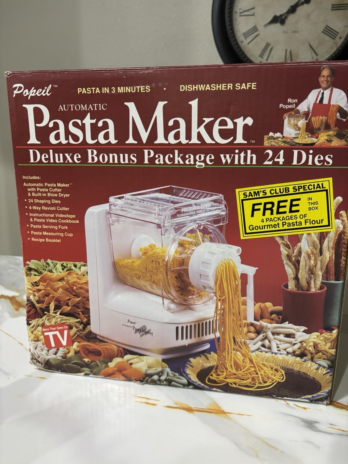 Vintage Popeil Deluxe Bonus Automatic Pasta Maker OPEN BOX Extra Attachments