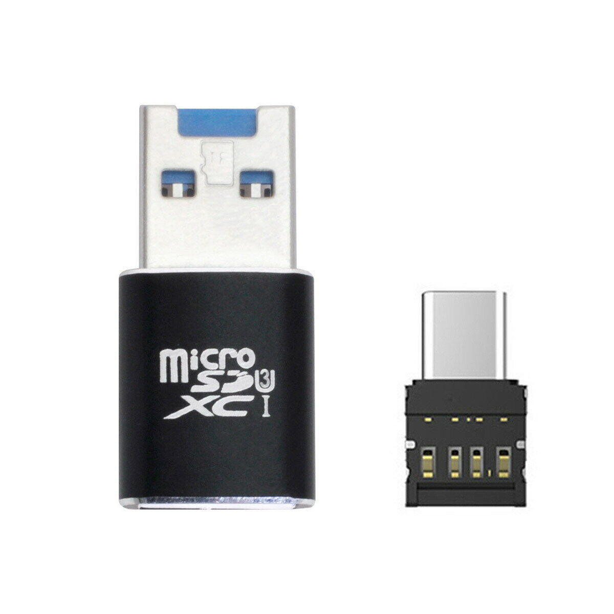 USB 3.0 to Micro SD SDXC TF Card Reader with Micro USB-C Type-C OTG Adapter