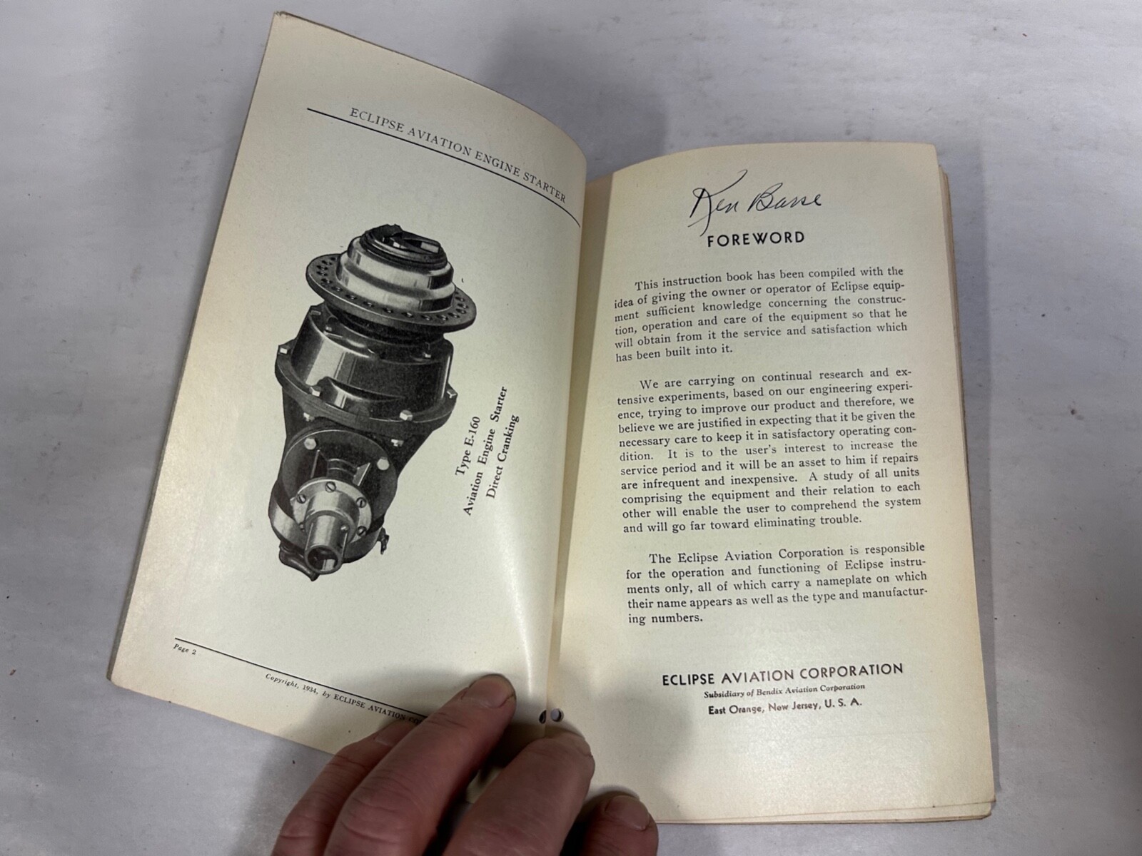 Vtg Eclipse Aviation No 20 Type E-160 Engine Starter Instruction Manual (A8)