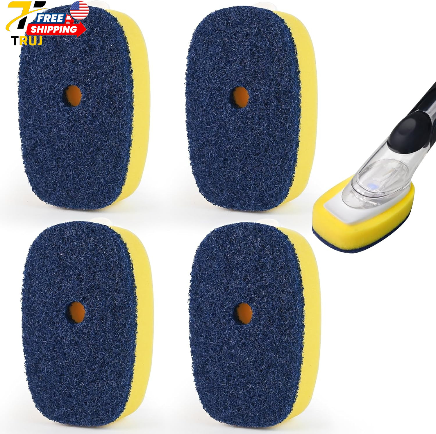 OXO Dish Brush Sponge Refills 4 Pack Replacement Heads for Soap Dispensing Head
