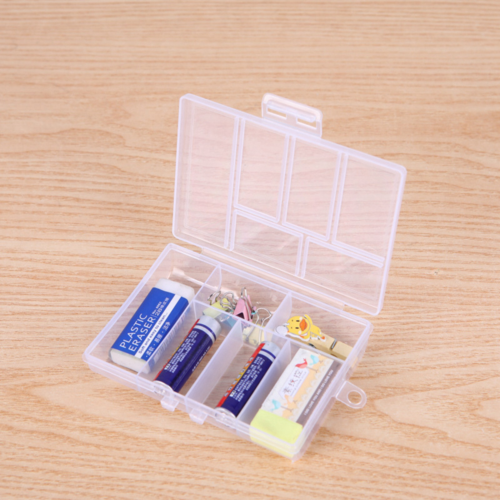 2 Pcs Clear Plastic Organizer Box Case 6 Grids Jewelry Craft Storage Container