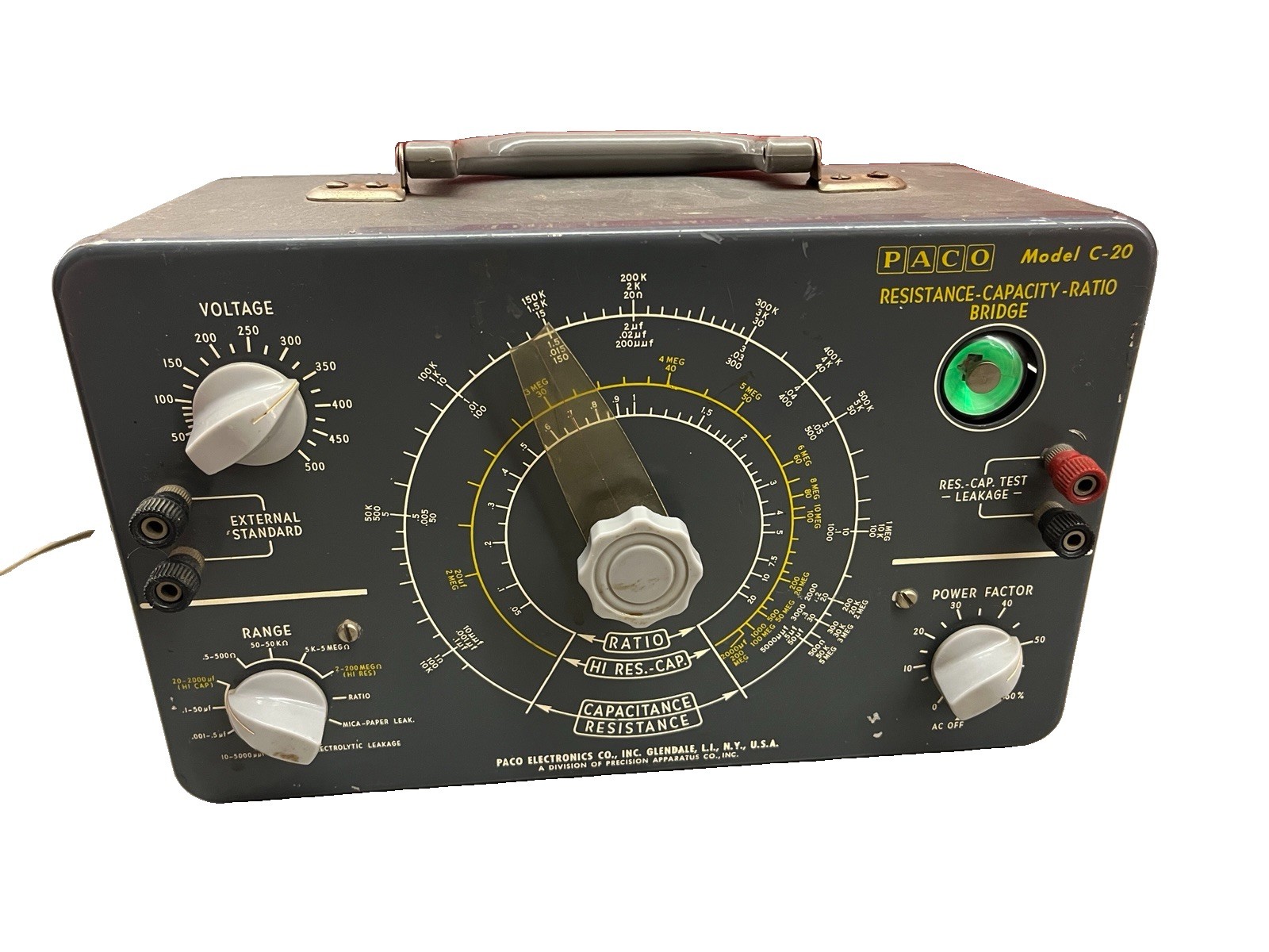PACO C-20 Resistance Capacity Ratio Bridge Vintage Tube Tester Powers On