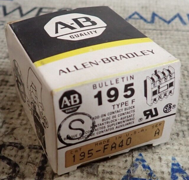 NEW - Allen Bradley 195-FA40 SER A Type F Add-On Contact Block