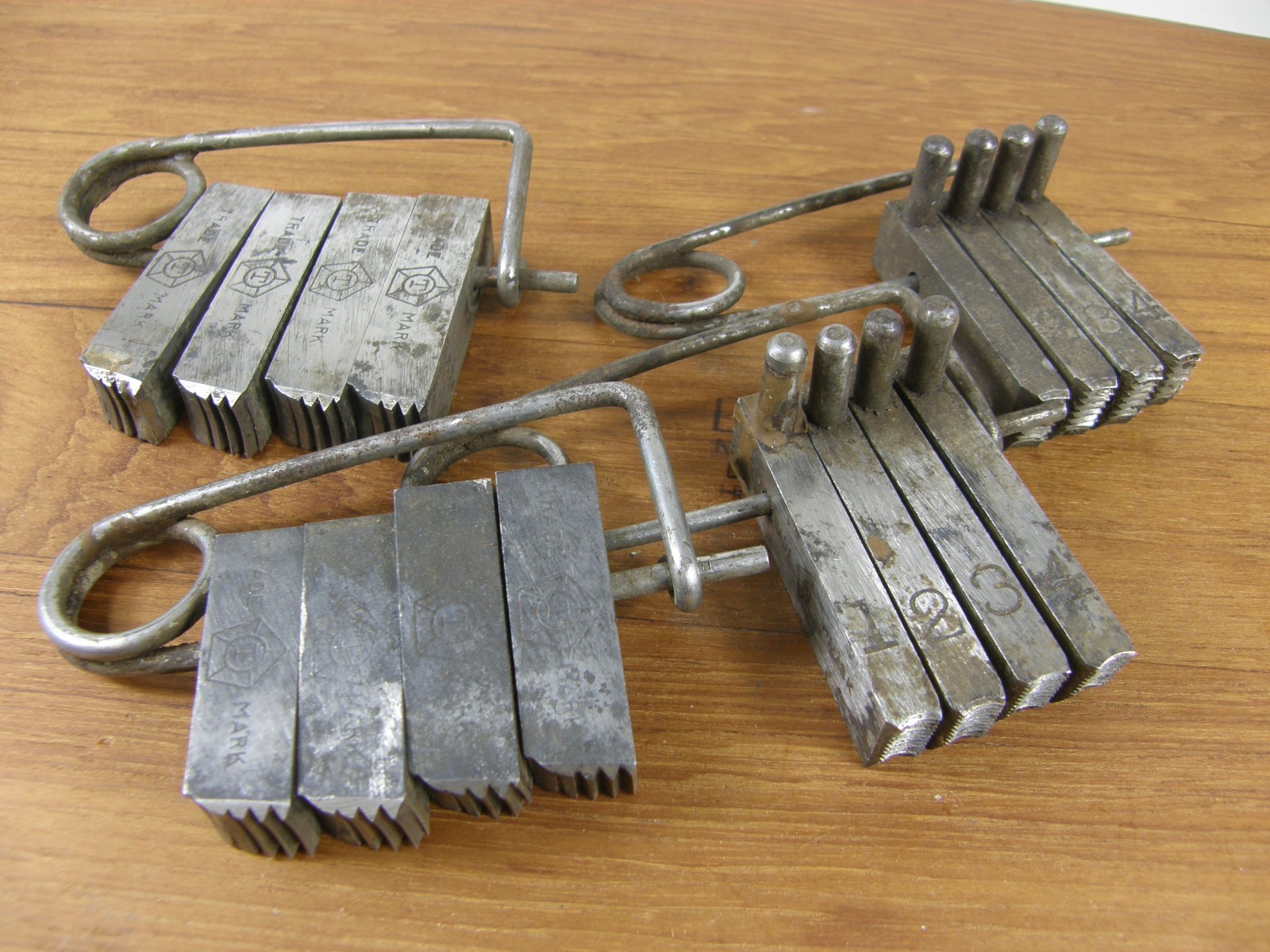Vintage Lot of Various Sized Toledo Pipe Dies on Clips (4 on a Clip) All Marked
