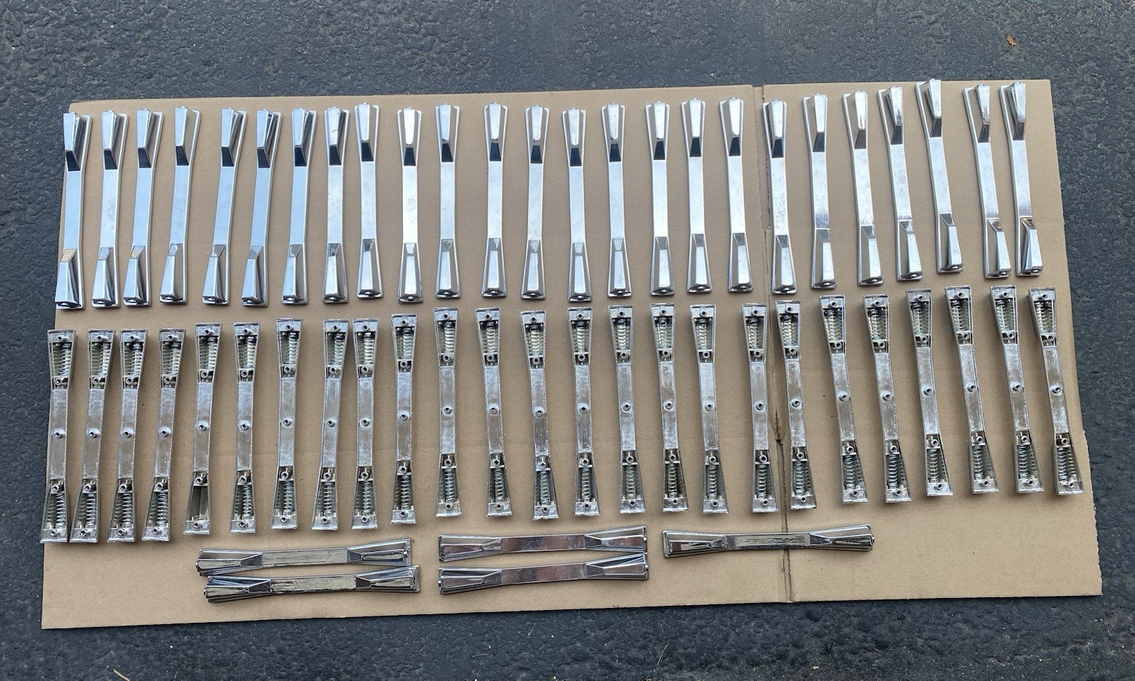 Lot of 55 Chrome Drum Lugs – 1 3/4" Between Tension‑Rod Holes – Long Spring‑Load
