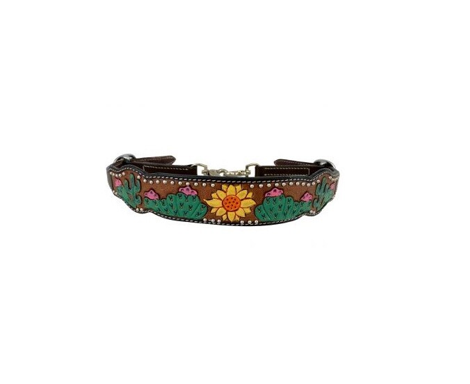Sunflower and Cactus Leather Wither Strap Western Horse Tack