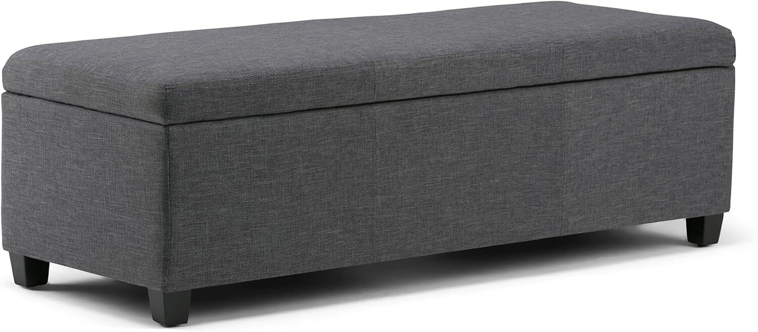 SIMPLIHOME Avalon 48 Inch Wide Rectangle Lift Top Storage 48 inch, Slate Grey