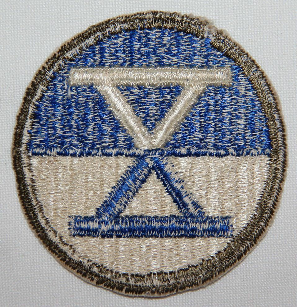 NICE ORIGINAL WWII 10TH CORPS PATCH, NICE WHITE BACK