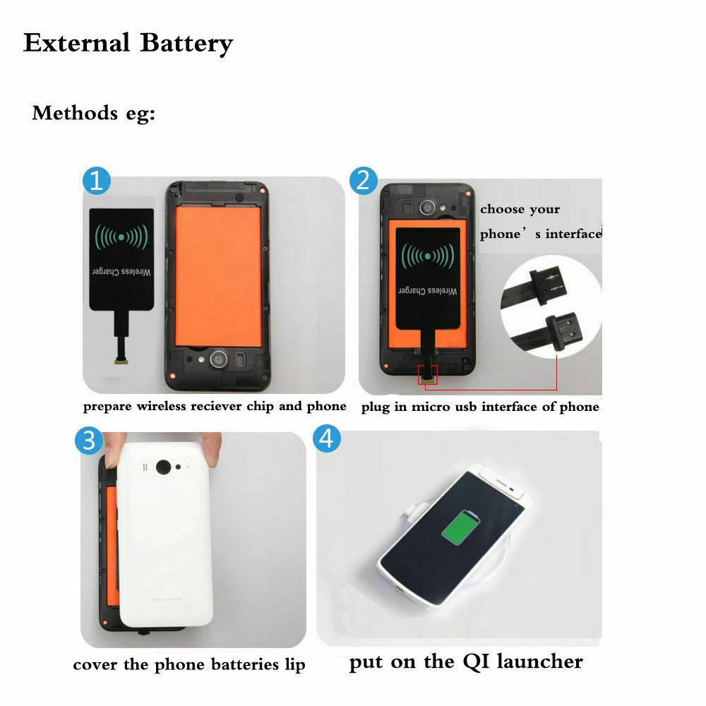 QI Wireless Adapter Fast Charger Receiver For Samsung Android Type C US