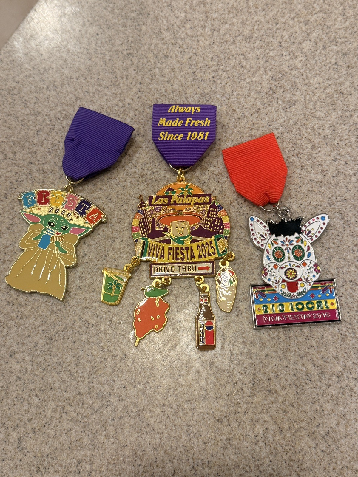 Fiesta Medals Lot Of 3 - Las Palapas 2025 ; Coyote 2016 ; Yoda 2020