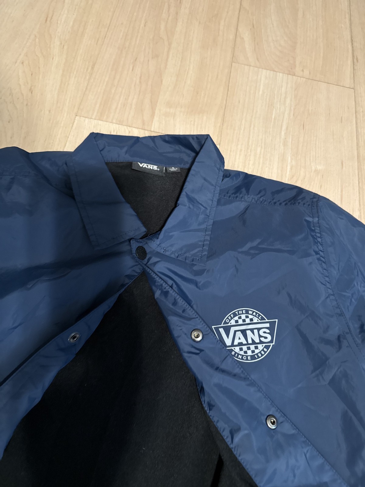 Vans Off The Wall Button Rain/Windbreaker Shell Jacket Navy Men’s Size Small