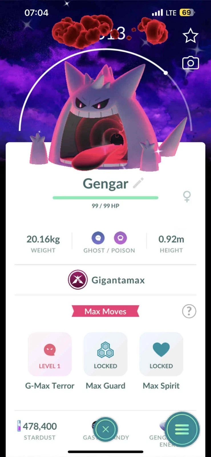 ✨ Pokémon Shiny GIGANTAMAX Gengar Dark Skies BG Max Final - P T C 0r T r a de