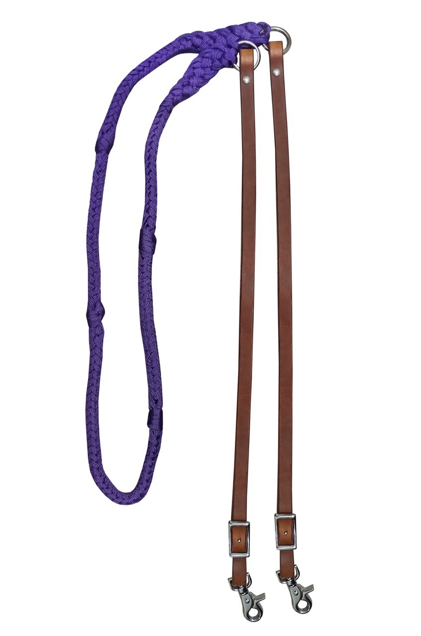 Horse Nylon Hand Braided 8 Ft. Roping Knotted Barrel Reins Leather Teal 607242PR