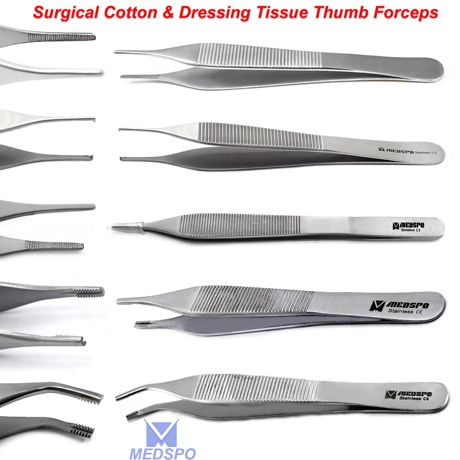 Surgical Tooth Tissue Grasping Cotton & Dressing Tweezers Nursing Thumb Forceps