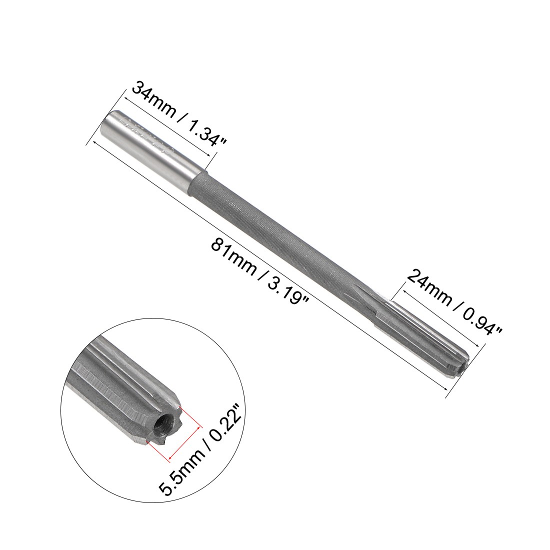 5.5mm H8 HSS 6Flutes Chucking Reamer Machine Reamer