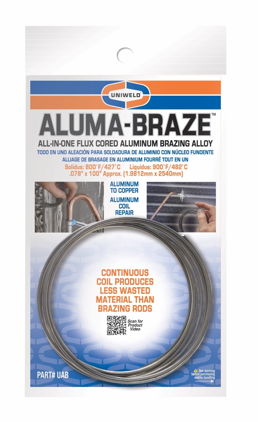 Uniweld UAB Aluma-Braze™ All-in-one flux-cored Aluminum Brazing Alloy