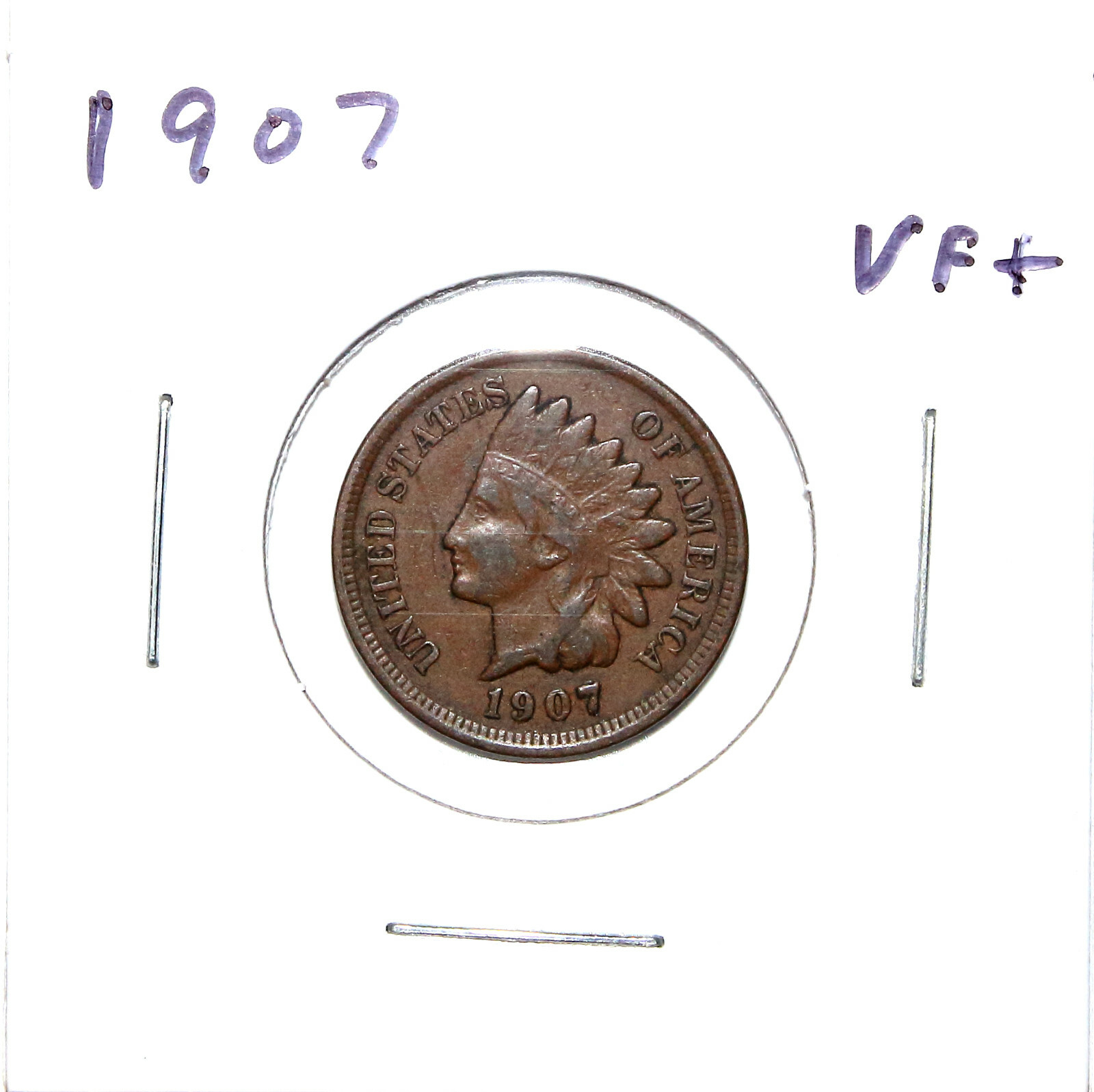 1907 US Indian Head Cent VF Very Fine Full Liberty Free Shipping