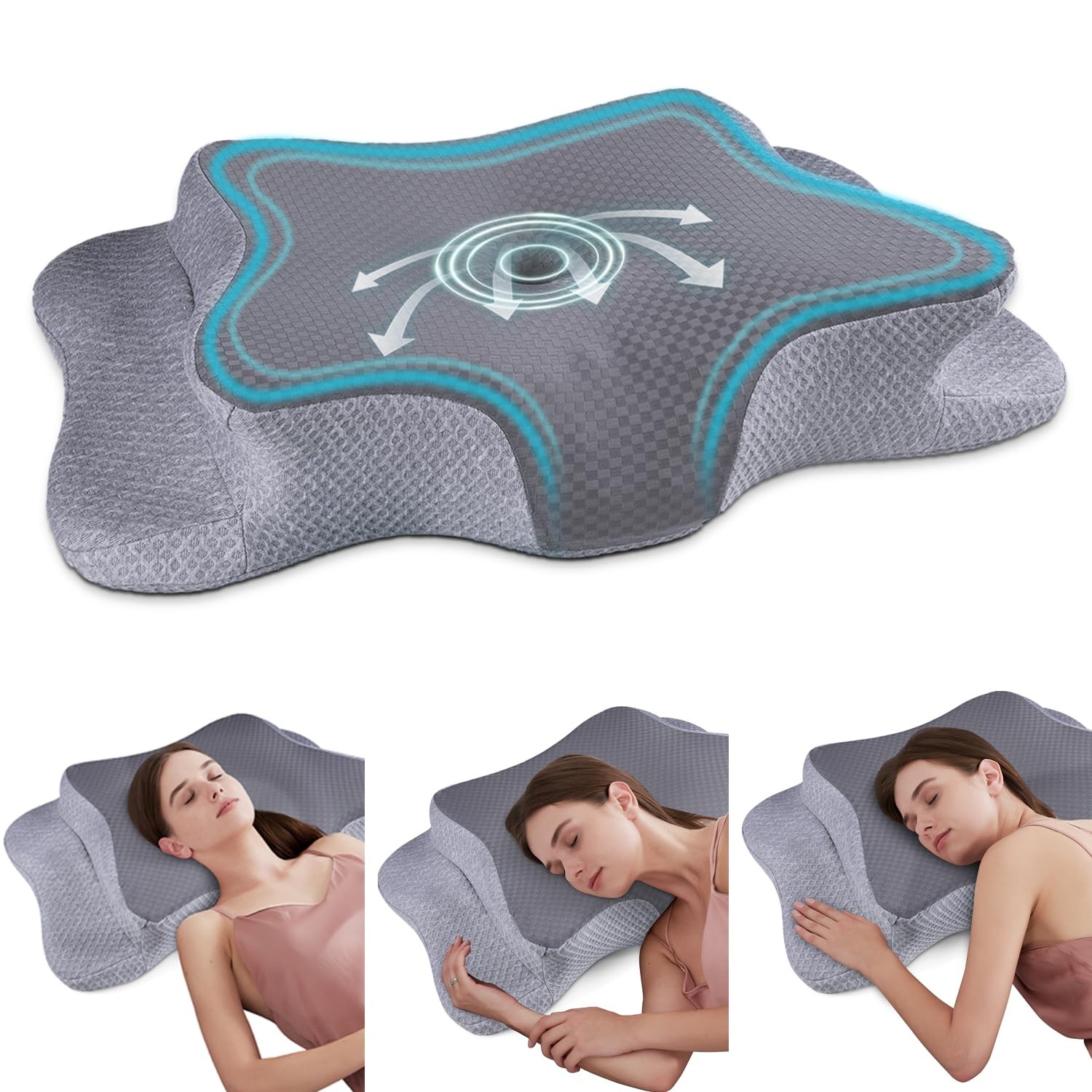 Contour Neck Pillow, Cooling Orthopedic Support For Adults, Memory Foam