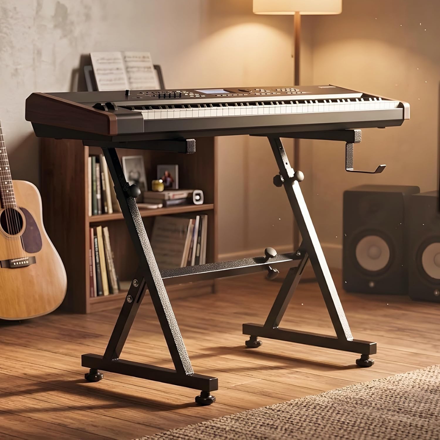FEBTECH Z Style Keyboard Piano Stand Adjustable Heavy Duty 200LB 61-88 Key