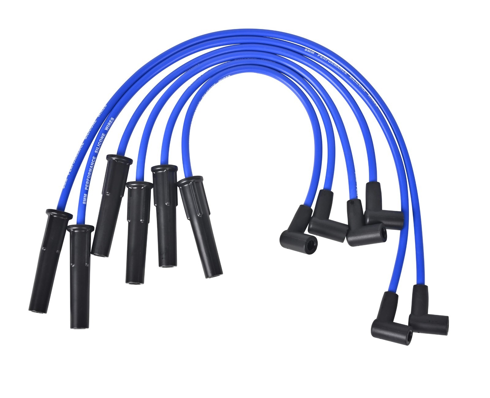 8.0mm Silicone Spark Plug Wires Set - 6 Blue Wires for HEI Ford Truck 6 Cylinder