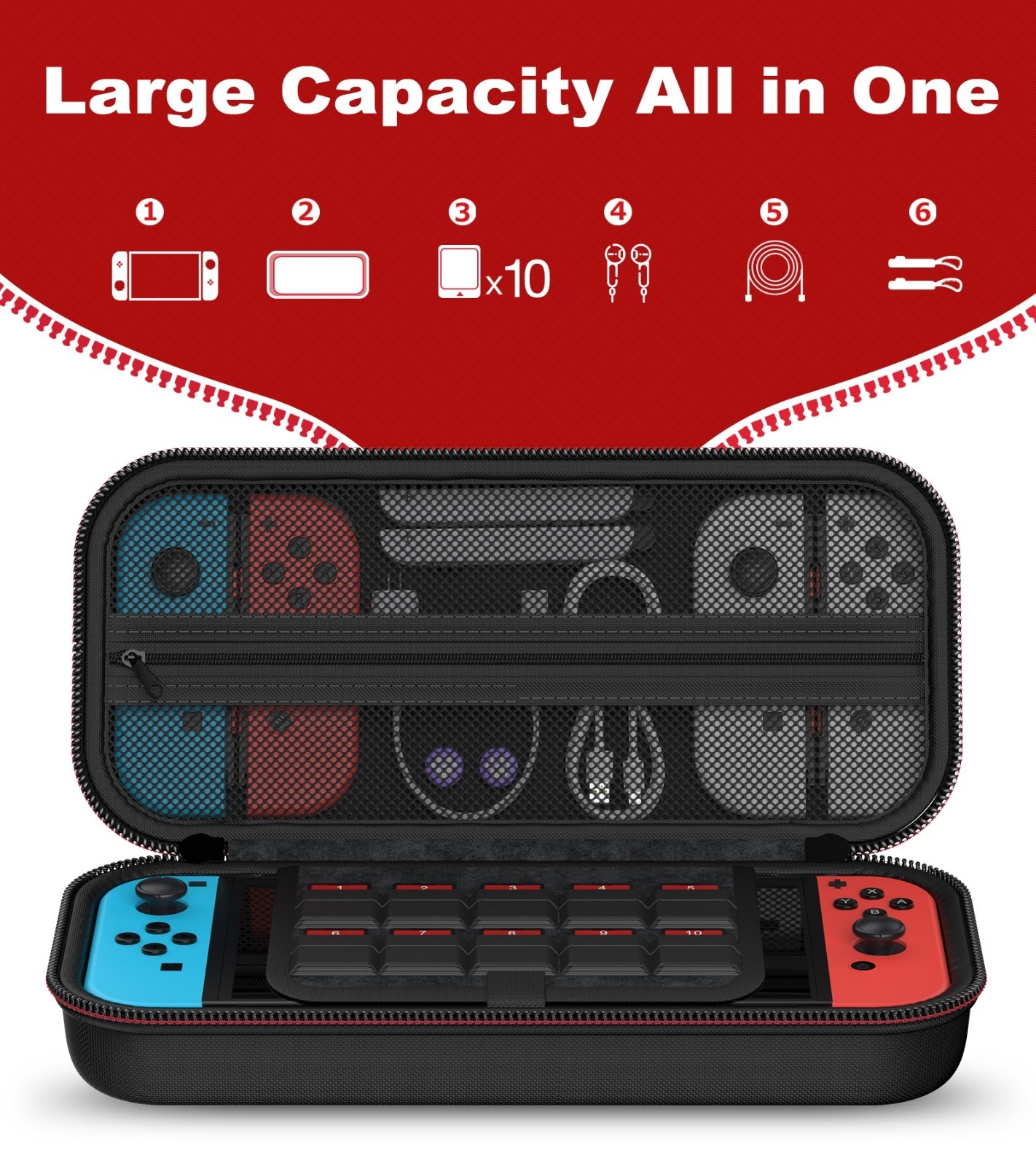 Switch Carrying Case Protective Hard Shell for Nintendo Switch 2/OLED/Lite