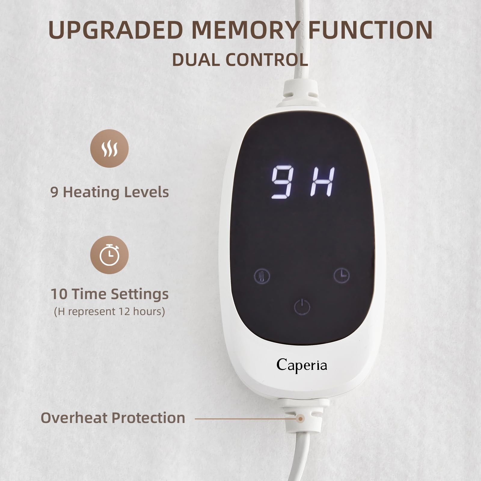 Caperia Heated Mattress Pad Queen Size Electric Dual Queen, White