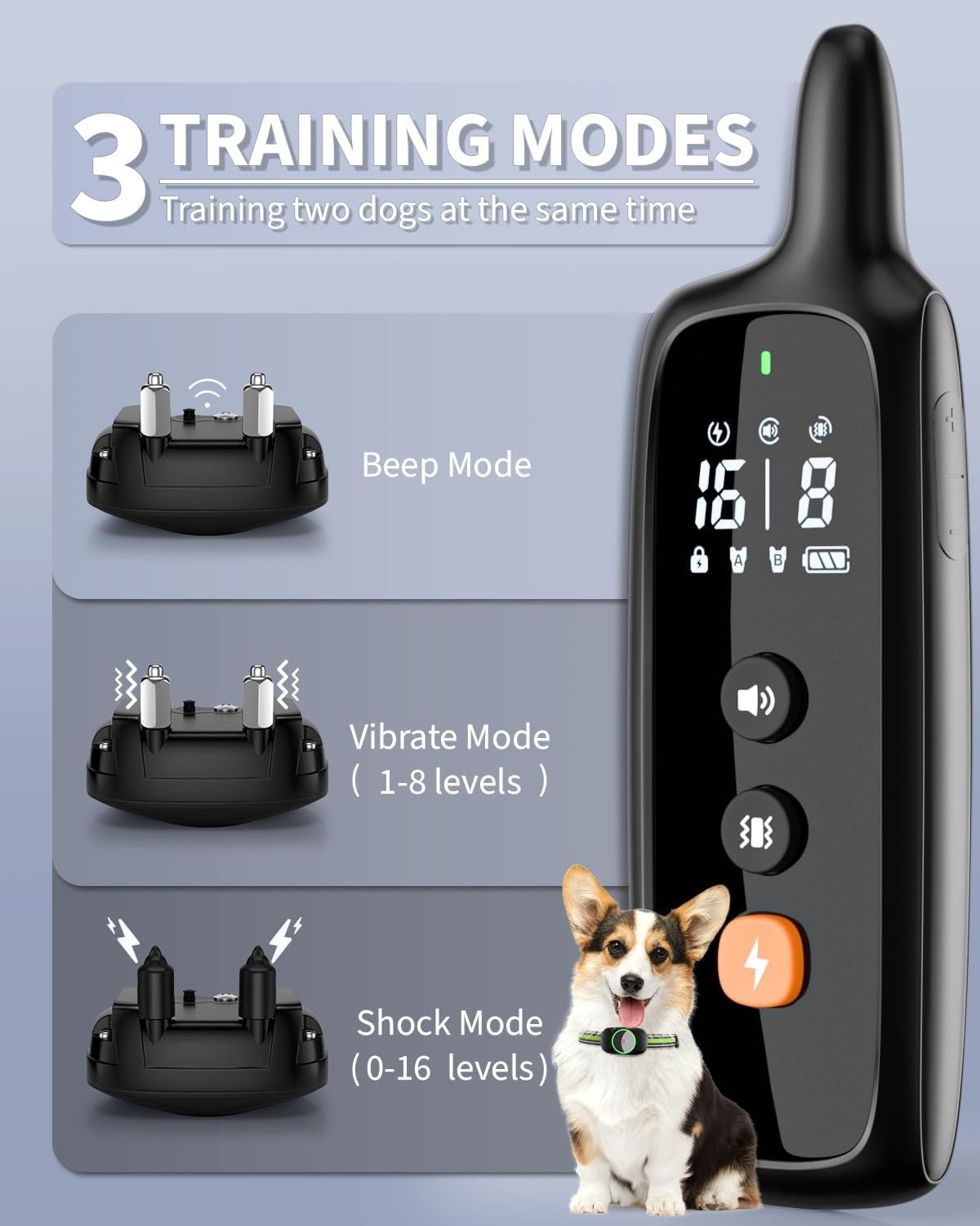 Woehraed 2PACK Dog Electric Training Collars Remote Waterproof E-Collar - White