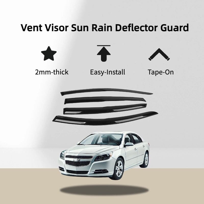 Side Window Visor Sun Rain Deflector Guard 4-Pieces for Chevrolet Malibu 08-12