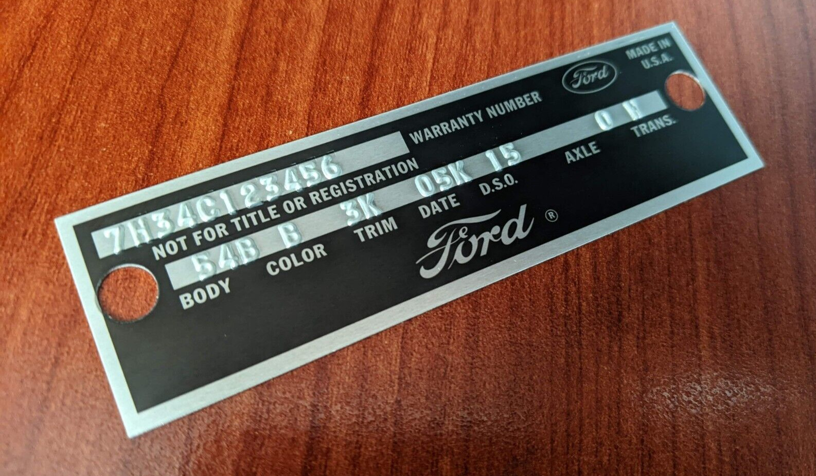 New 1966 1967 Ford Mustang Fairlane Warranty Body ID Number Plate Data Door Tag